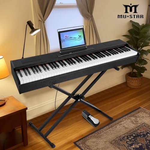 White 88 Key Weighted Hammer Action Digital Piano with Stand and Sustain Pedal V277851