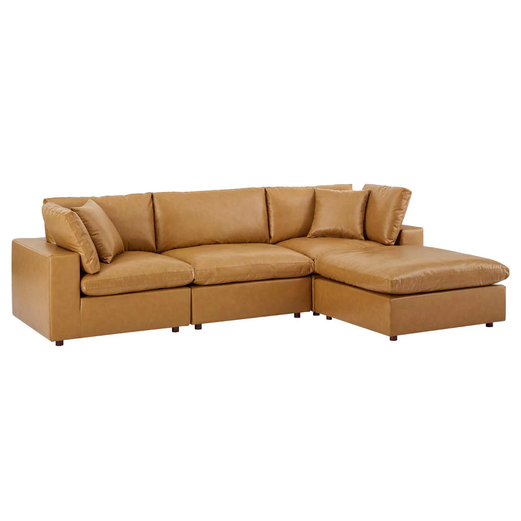 Tan Vegan Leather 4-Piece Sectional Sofa B39292