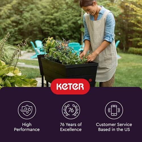 12.7 Gallon Dark Grey Raised Garden Bed Planter with Self Watering Gauge Z28978