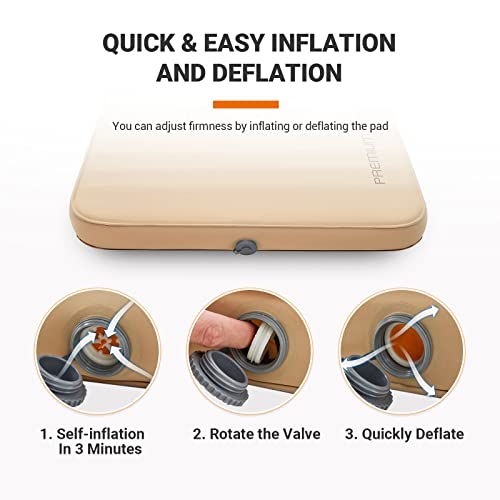 Double Self Inflating Sleeping Pad, Camping Foam Air Mattress, 79.1'' x 50.3'' x 3.0, Grey L70742