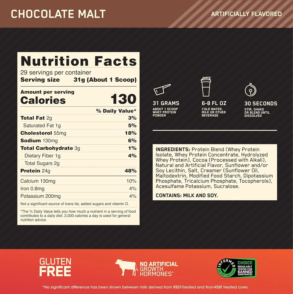 2 lbs Pack of 2 Chocolate Malt Whey Protein Powder Y4809