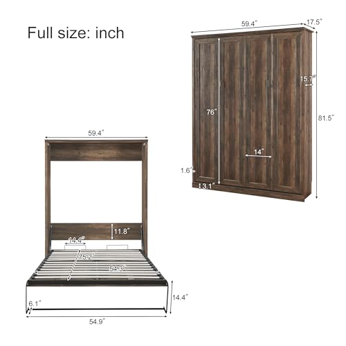 Queen Wooden Murphy Bed, Folding Wall Bed D180