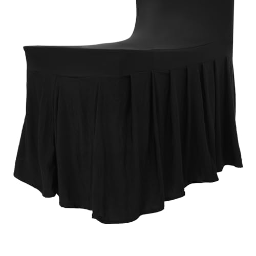 30PCS Fitted Folding Chair Covers with Skirt (Black) T446623