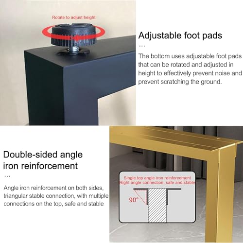 Set of 2 Black Metal Table Legs 40x60cm T7044