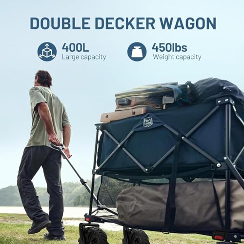 Large Capacity Folding Double Decker Wagon, Gray A138