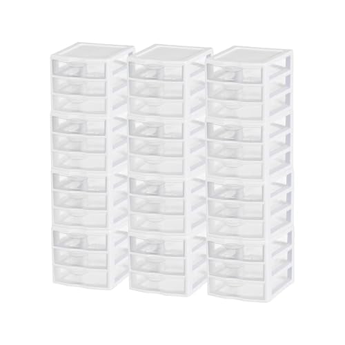 6-Pack White Plastic 3-Drawer Cart D3551