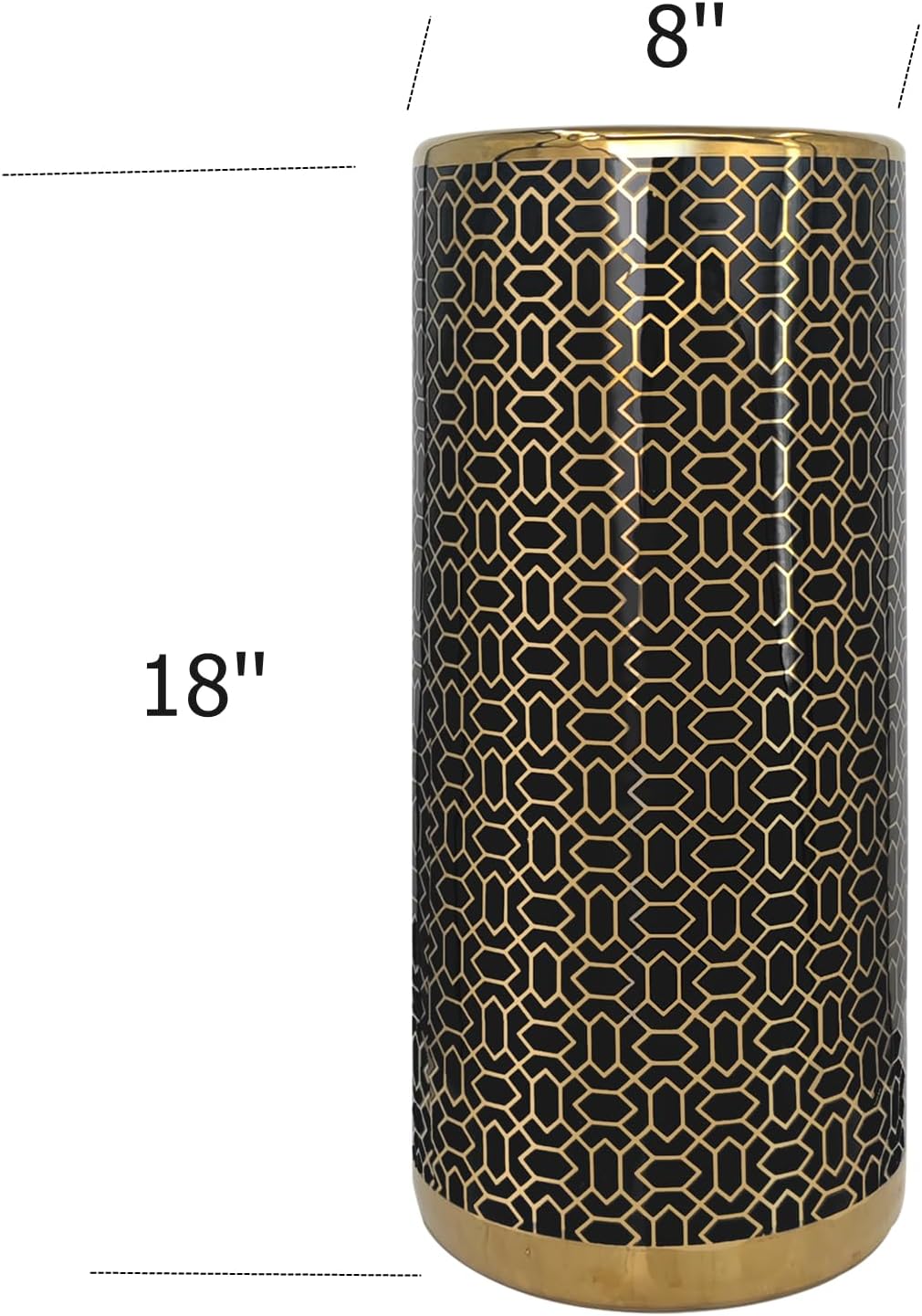 Black Gold Ceramic Umbrella Stand B325