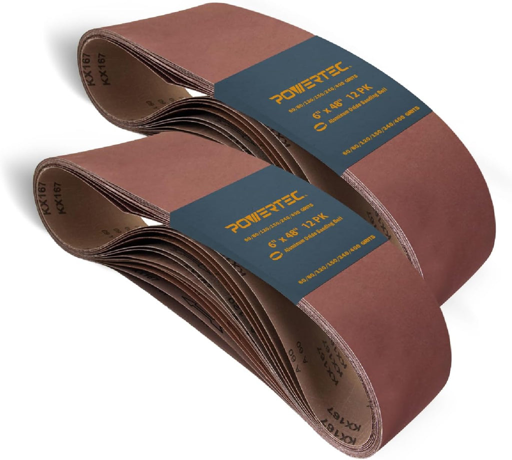6 x 48 Inch Sanding Belts, 24PK, Aluminum Oxide Grits Assortment D399