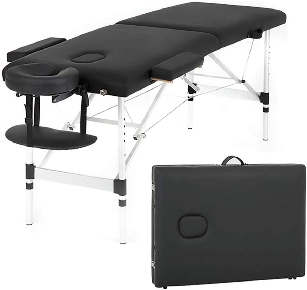 Black 73 Inch Portable Aluminium Massage Table with Armrest P105713