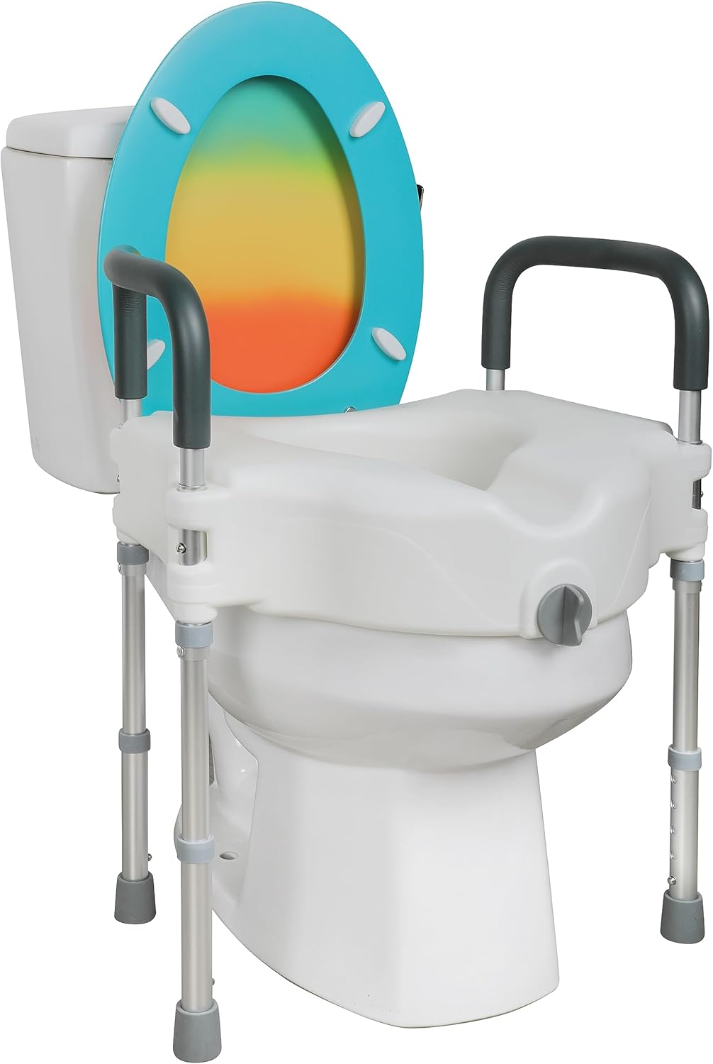 Raised Toilet Seat with Handle, Height Adjustable Legs S70587