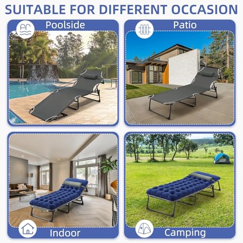 Gray Folding Camping Cot with Mattress W214