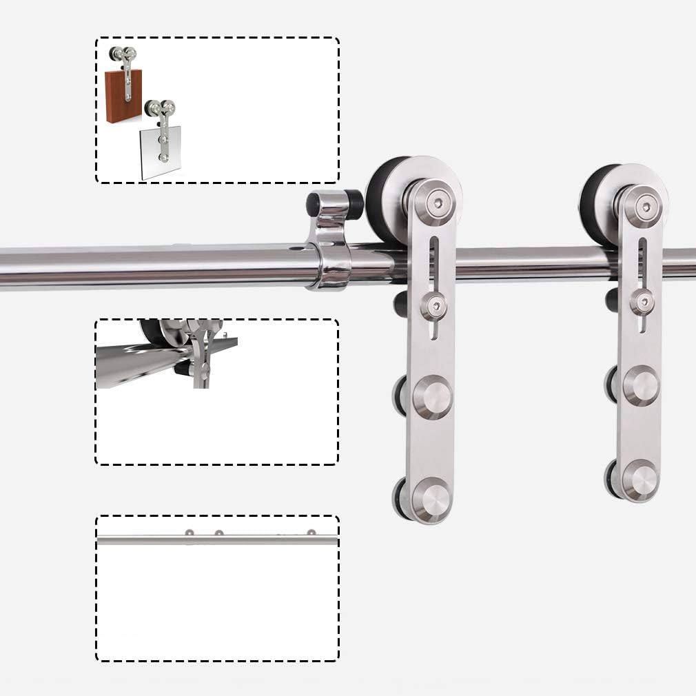 14FT Stainless Steel Sliding Double Barn Door Hardware Track Kit A85282