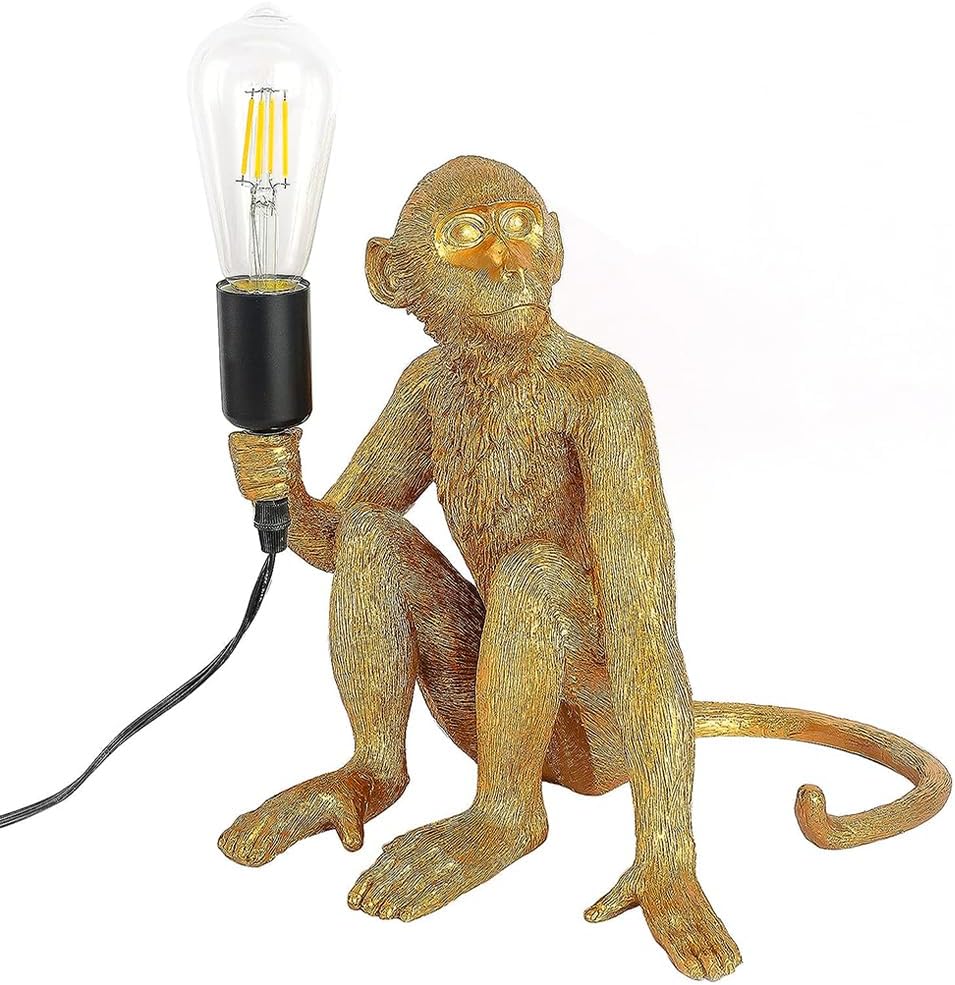 Monkey Lamp Gold Resin Sitting Lamp S7223