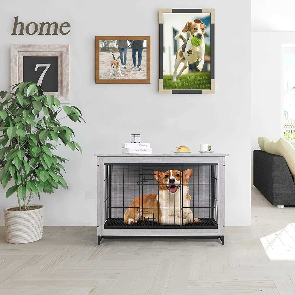 Wooden End Table Dog Crate A854