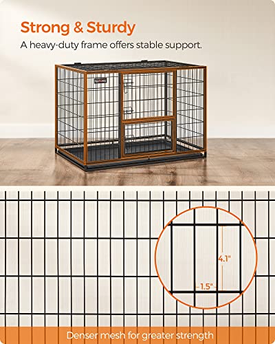 Black Metal Dog Crate with Removable Tray, 36.4 x 22.6 x 25.2 Inches Q636546