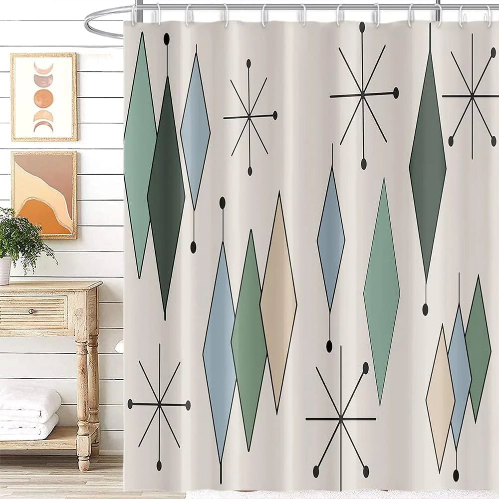 72x72 Inches Shower Curtain Set with 12 Hooks W558158