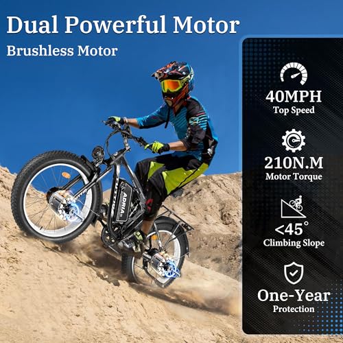 Dual-Motor Electric-Bike, 52V 30AH, 26 Inch Fat Tire Full Suspension Ebike U80199
