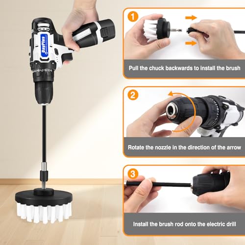 Electric Spin Scrubber Handheld, 2 Speed, with 9 Brush Heads, 450RPM Battery Power Scrubber Waterproof, 3.0Ah Battery and Charger X32262