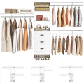 120 Inches Closet System with 3 Shelving Towers, Heavy Duty Clothes Rack with 3 Drawers, White Oak T1744