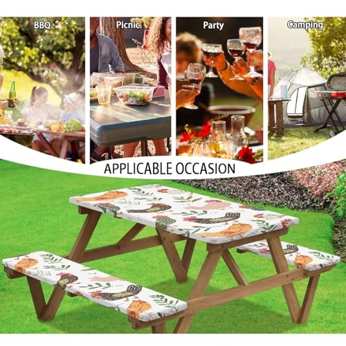 Fitted Rectangle Picnic Table Cover with Bench Covers A785802