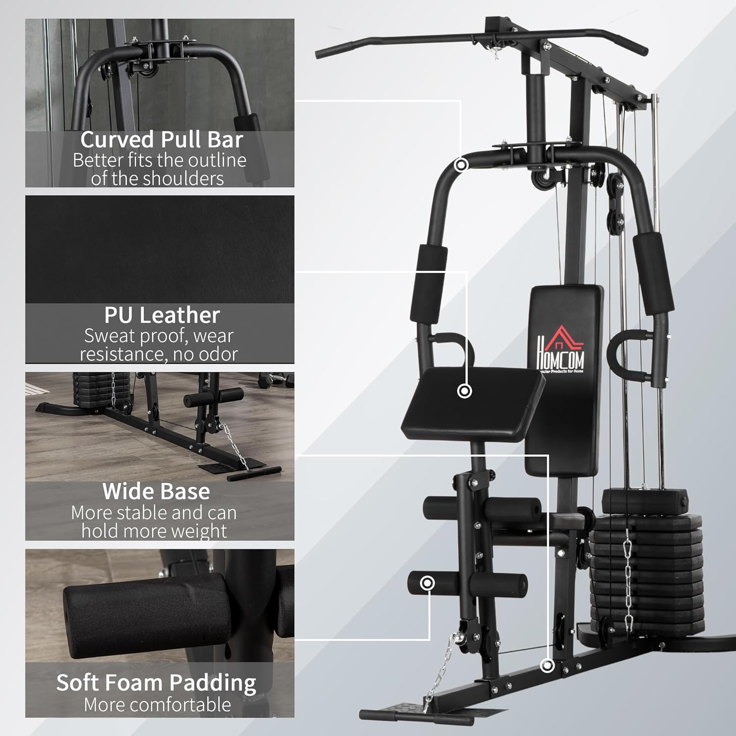Multifunction Workout Station with 100Lbs Weight Stack Y8215