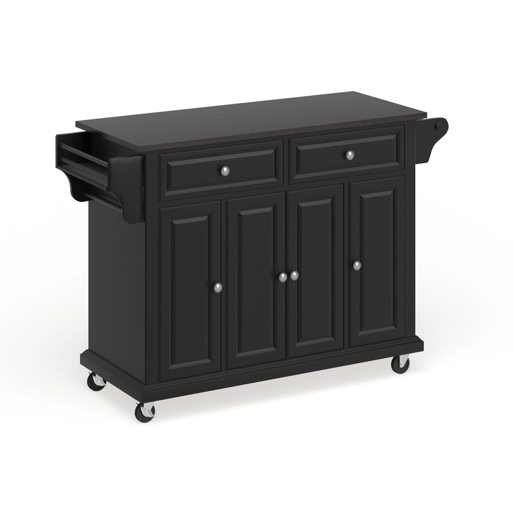 Black Wood Kitchen Cart with Solid Black Granite Top G40960