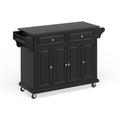Black Wood Kitchen Cart with Solid Black Granite Top G40960