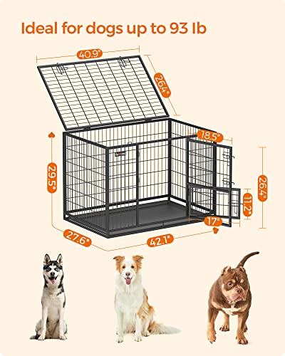 Black Metal Dog Crate with Removable Tray, 36.4 x 22.6 x 25.2 Inches Q636546