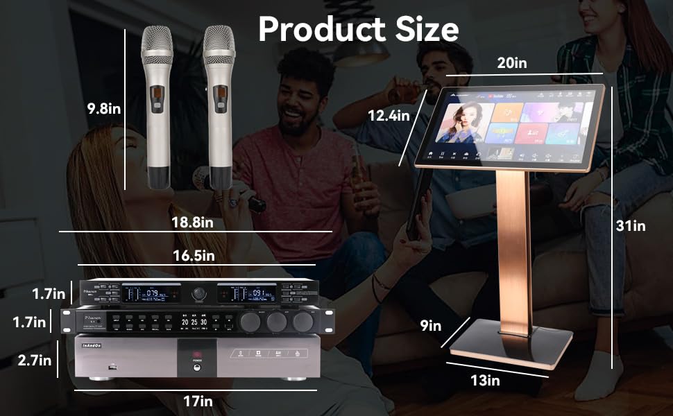 22-inch Touch Screen Karaoke Player with Wireless Microphone R441