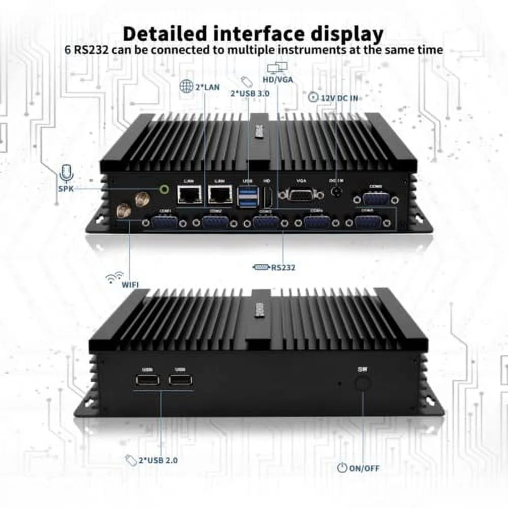 Industrial Mini PC, Celeron J4125, 16GB DDR4 RAM 512GB SSD, Dual RJ45 Lan, 6 COM RS232/485 M593