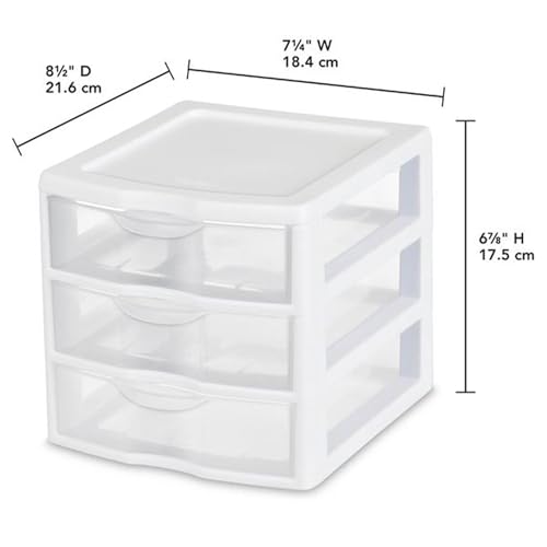 6-Pack White Plastic 3-Drawer Cart D3551
