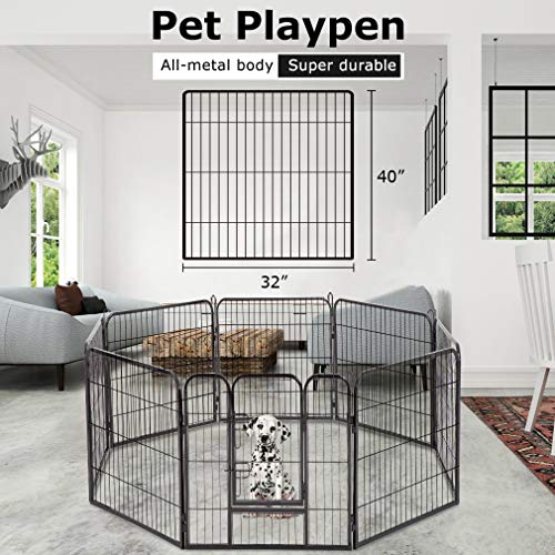 8 Panels 40 Inches Dog Playpen with Door V1237