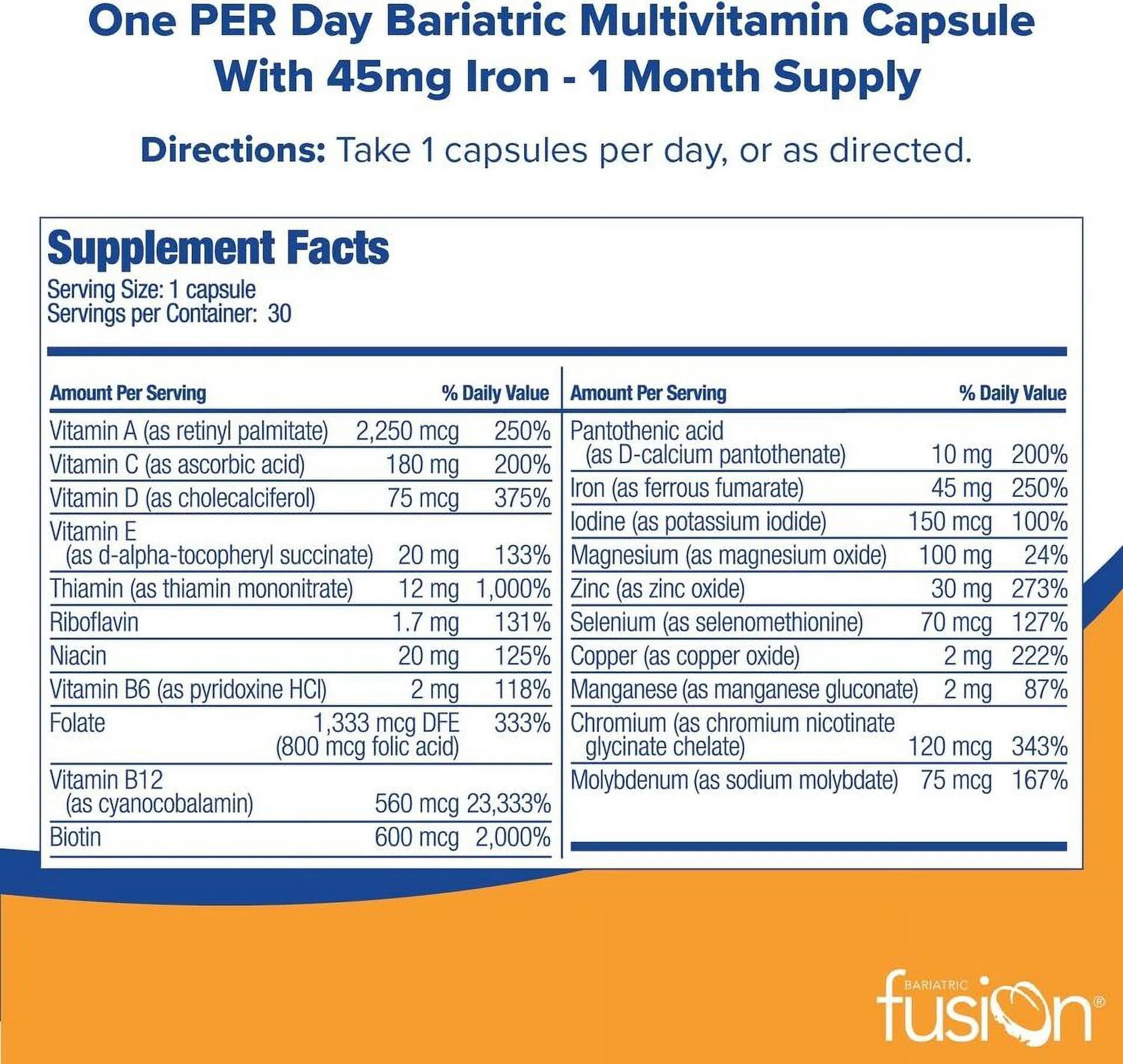 Multivitamin Capsule with 45mg of Iron 30 Capsules D224715
