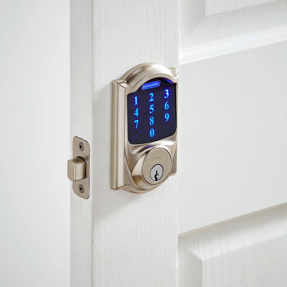 Satin Nickel Touchscreen Deadbolt with Alarm C26363