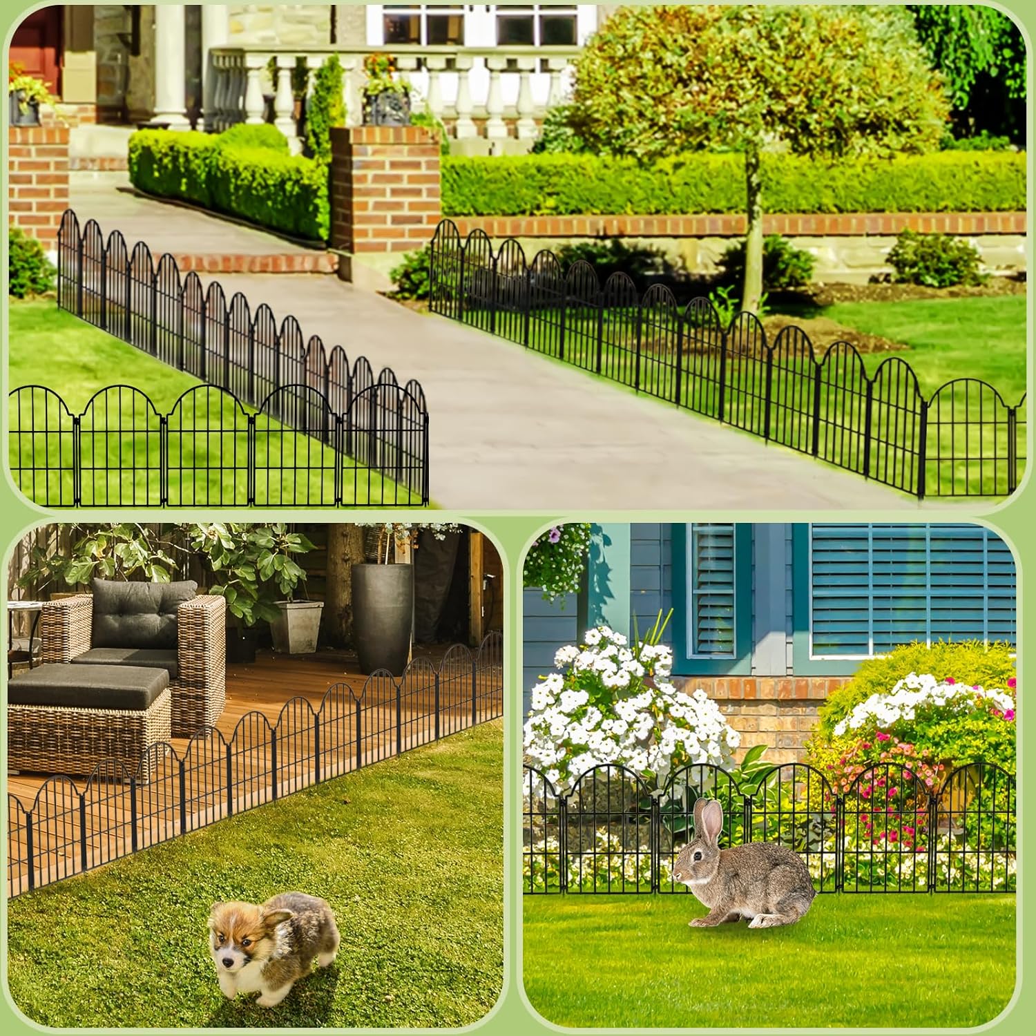 21in X 10.2ft Rustproof Metal Garden Fence, 10 Pack F1330