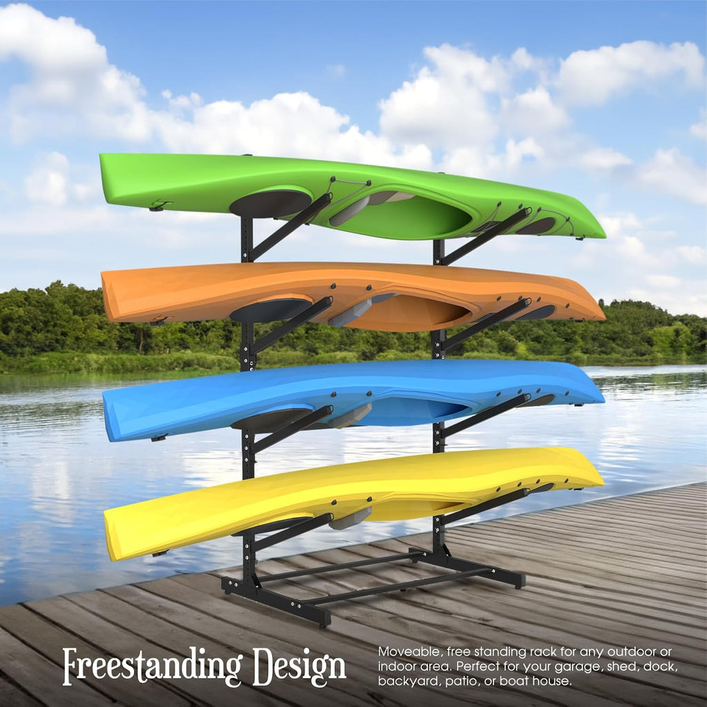 Adjustable Kayak Storage Rack, Freestanding Sup Storage Stand, Heavy Duty Paddleboard Bracket (4 Levels) N683