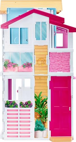 3-Story Townhouse Doll House Playset with 4 Rooms & Rooftop Lounge L909500