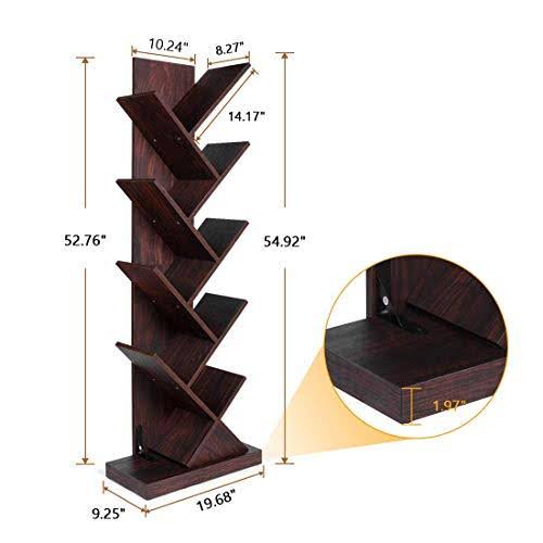 9-Shelf Tree Bookcase Wood Bookshelves H9886