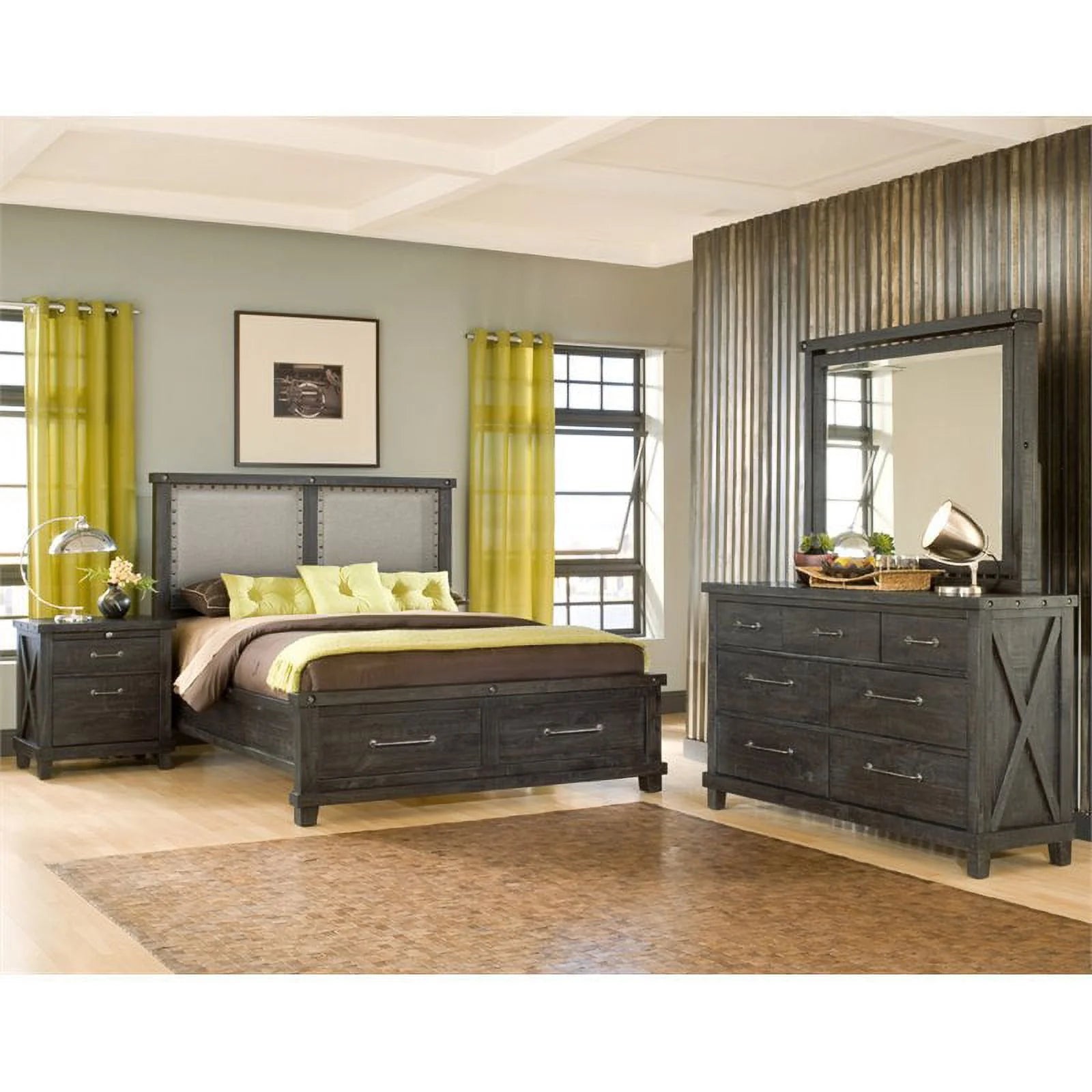 Cafe Upholstered California King Storage Bed V481206