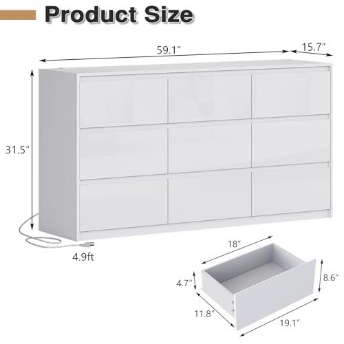 10 Drawer White High Gloss Dresser Z7936