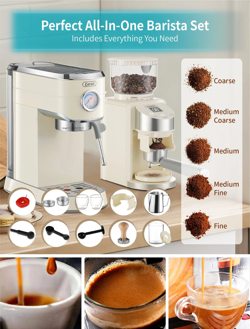 20 Bar Espresso Machine with Burr Coffee Grinder M7748
