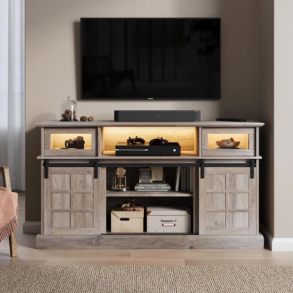Gray TV Stand with Storage Cabinet Y88849