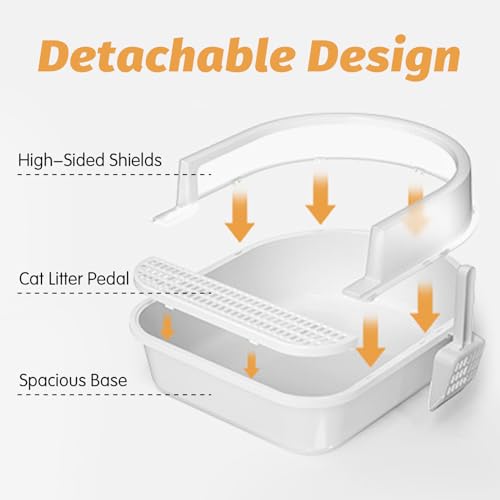 Large Sifting Cat Litter Box with High Sides and Scoop (Grey) U331165