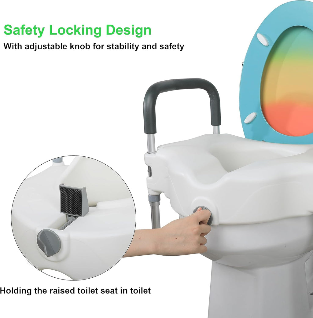 Raised Toilet Seat with Handle, Height Adjustable Legs S70587