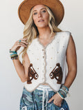 Wild Wild Horses Vest - Cream
