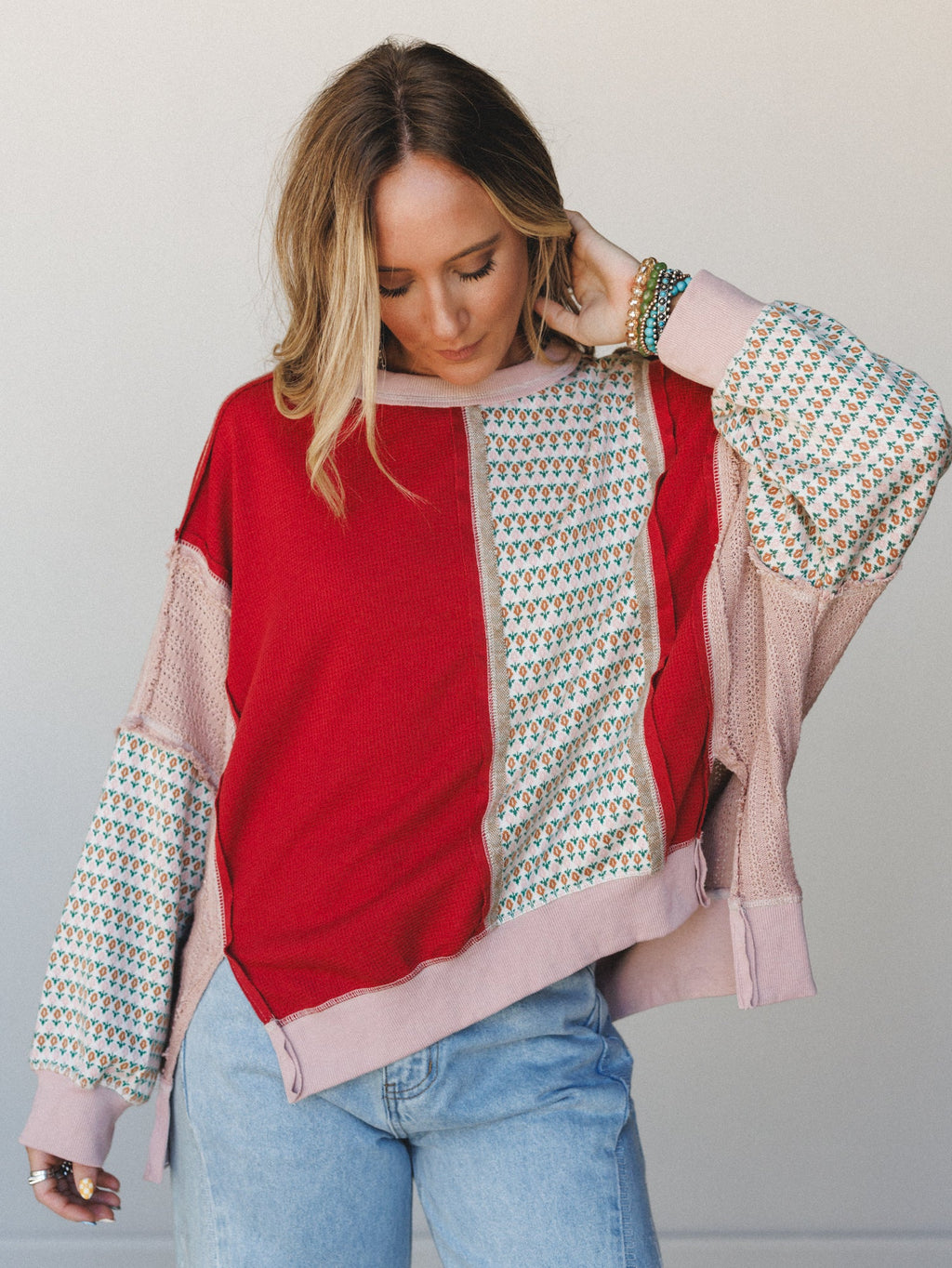Mixed Harmony Top - Red Multi