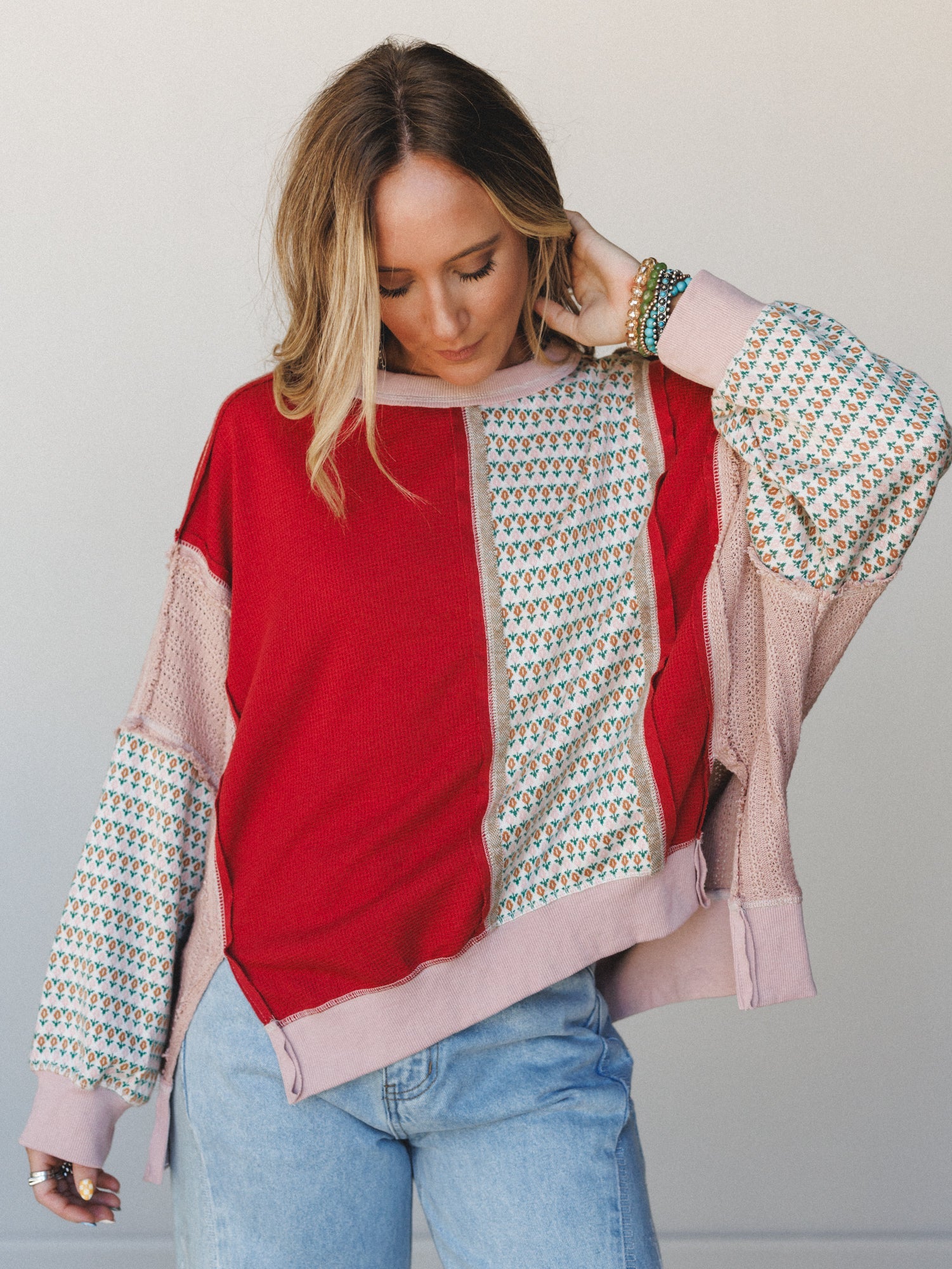 Mixed Harmony Top - Red Multi