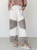 Milana Leopard Print Wide Leg Pants - Natural