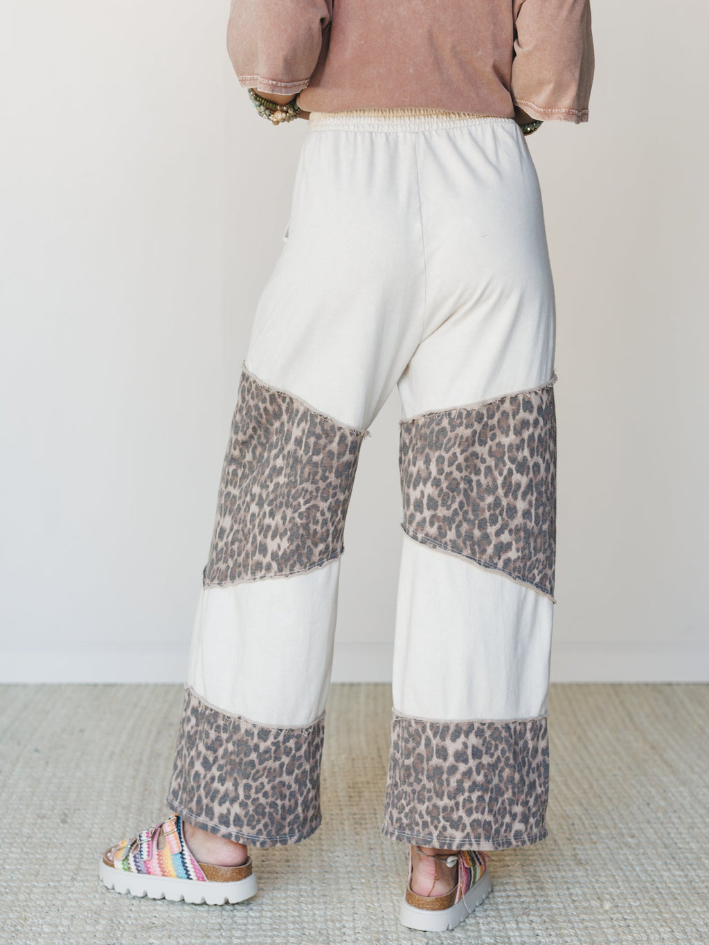 Milana Leopard Print Wide Leg Pants - Natural