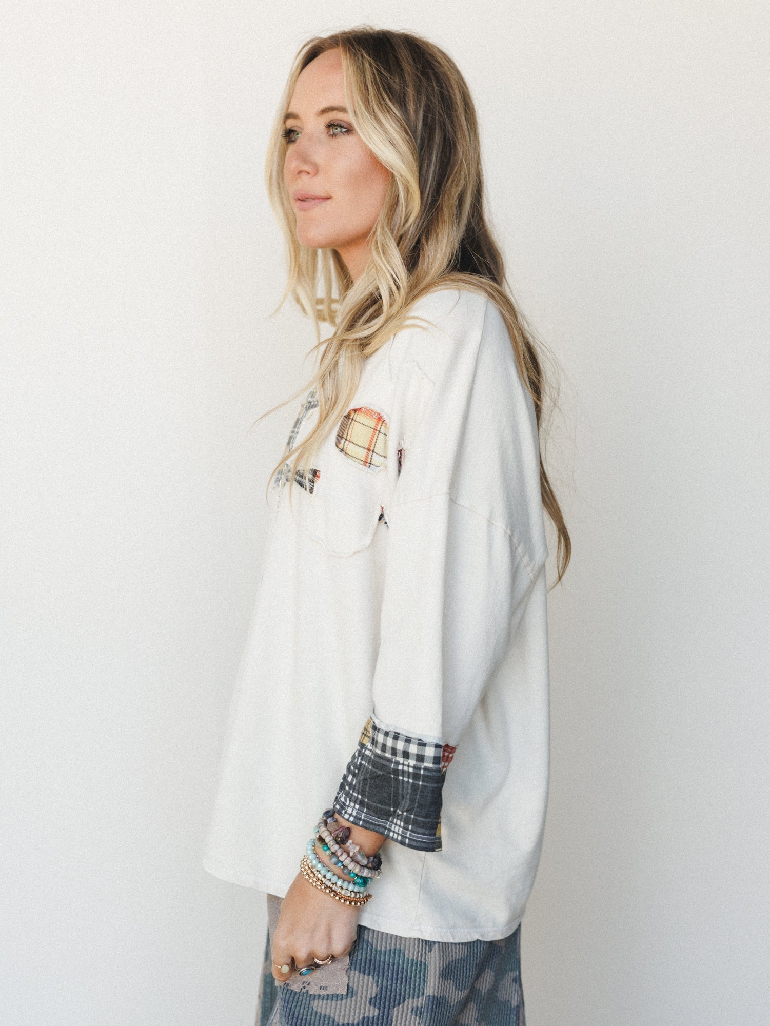 Wild Iris Patchwork Top - Natural